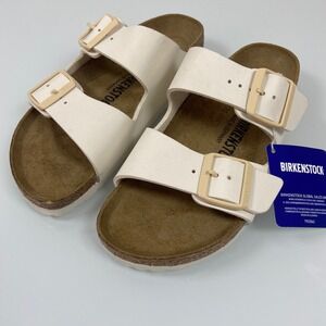 Birkenstock Womens 6 Arizona White Birko-Flor Sandals Narrow EU 37 NWOB READ